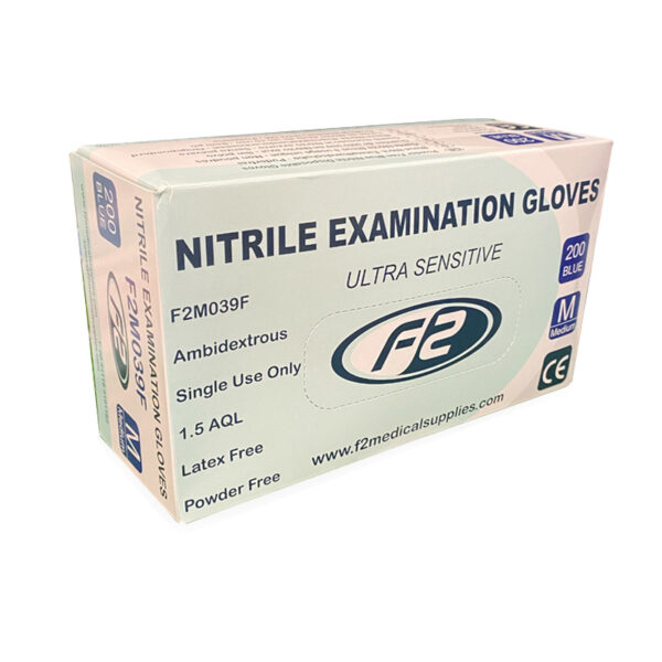 F2 Nitrile Examination Gloves (200) - MEDIUM - F2 Medical Supplies